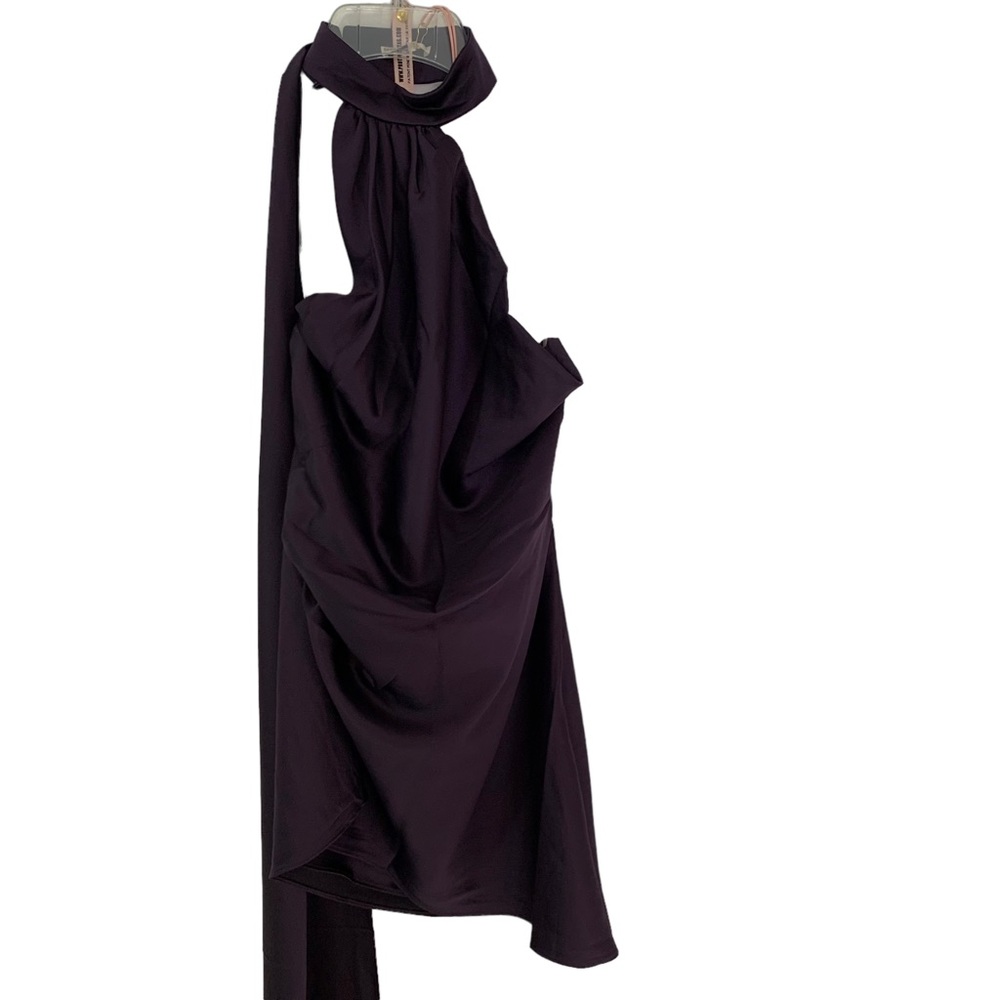 House of CB Aida Satin Halter Minidress with Sash in Night Shade Size S NWT - Picture 5 of 16